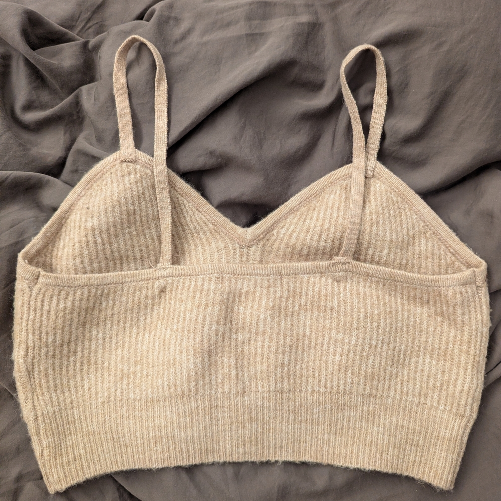 Cream Ribbed Knit Bralette - Picture 5 of 5